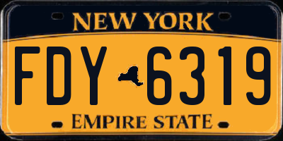 NY license plate FDY6319