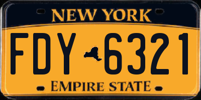 NY license plate FDY6321