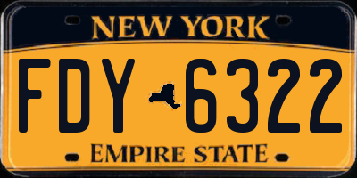 NY license plate FDY6322