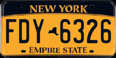 NY license plate FDY6326