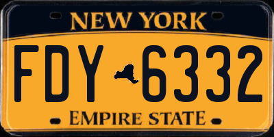 NY license plate FDY6332