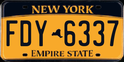 NY license plate FDY6337