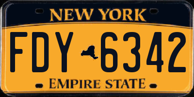 NY license plate FDY6342