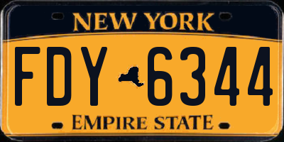 NY license plate FDY6344