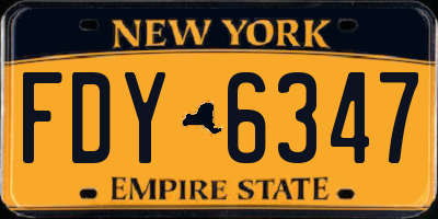 NY license plate FDY6347