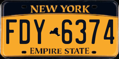 NY license plate FDY6374