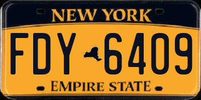 NY license plate FDY6409