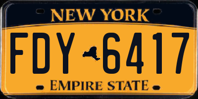NY license plate FDY6417