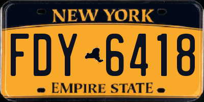 NY license plate FDY6418