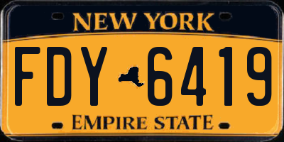 NY license plate FDY6419