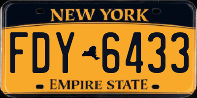 NY license plate FDY6433