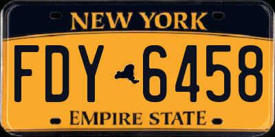 NY license plate FDY6458