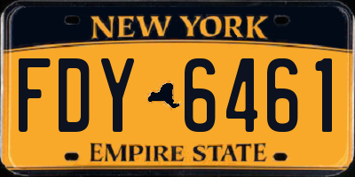 NY license plate FDY6461
