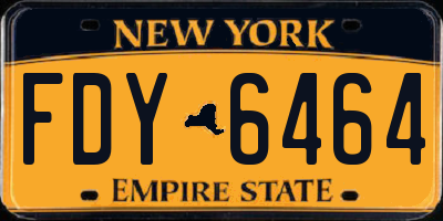 NY license plate FDY6464