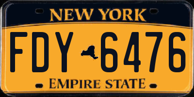 NY license plate FDY6476