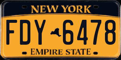 NY license plate FDY6478