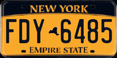 NY license plate FDY6485