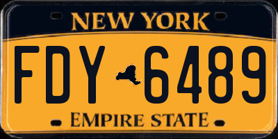 NY license plate FDY6489