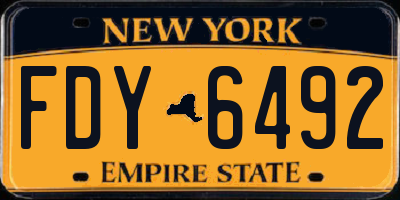 NY license plate FDY6492