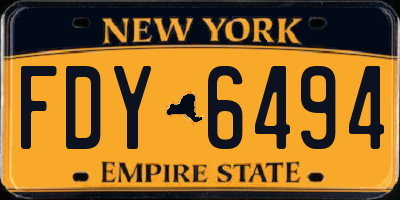 NY license plate FDY6494