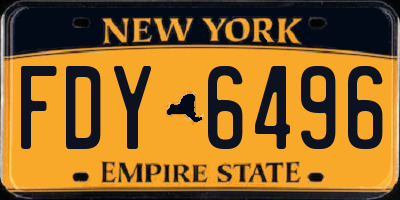 NY license plate FDY6496