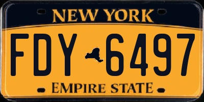 NY license plate FDY6497