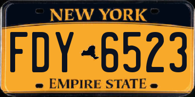NY license plate FDY6523
