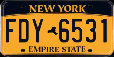 NY license plate FDY6531