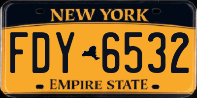NY license plate FDY6532