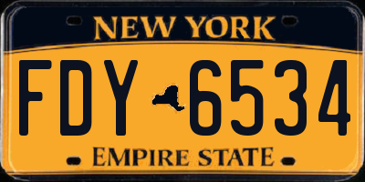 NY license plate FDY6534