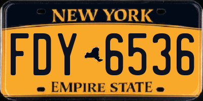 NY license plate FDY6536