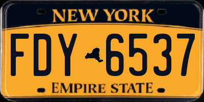 NY license plate FDY6537
