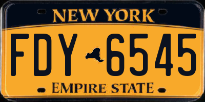 NY license plate FDY6545