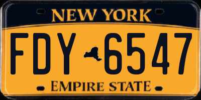 NY license plate FDY6547