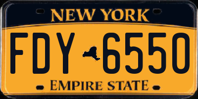 NY license plate FDY6550
