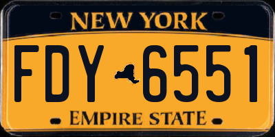NY license plate FDY6551