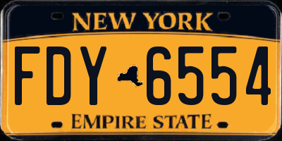 NY license plate FDY6554