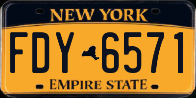 NY license plate FDY6571