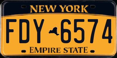 NY license plate FDY6574