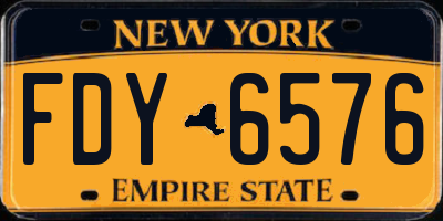 NY license plate FDY6576