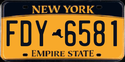 NY license plate FDY6581