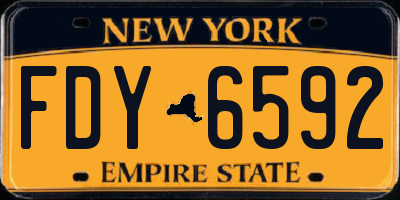 NY license plate FDY6592
