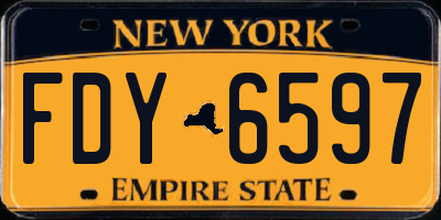 NY license plate FDY6597