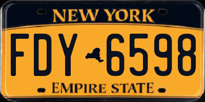 NY license plate FDY6598