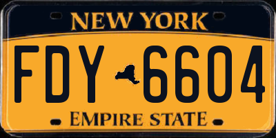 NY license plate FDY6604