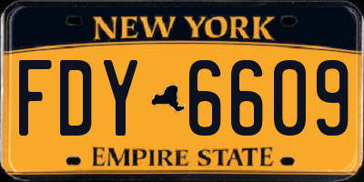 NY license plate FDY6609