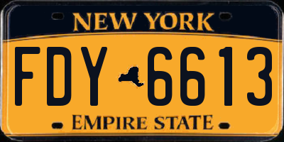 NY license plate FDY6613
