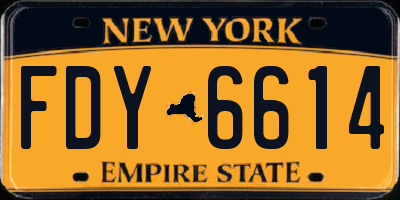 NY license plate FDY6614