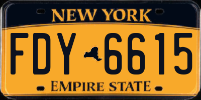 NY license plate FDY6615