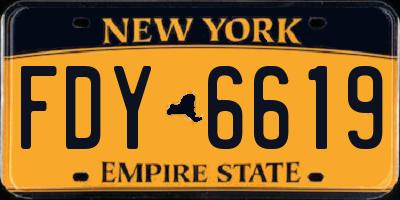 NY license plate FDY6619
